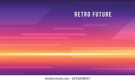 Fondo degradado vívido con rayas de neón y brillante ambiente futurista retro de la puesta del sol.