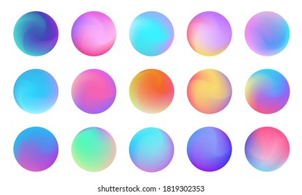 Vivid gradient circle set. Beautiful modern fluid multicolor gradients. Blurred color spheres