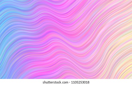 Vivid Gradient Distorted Wavy Stripes Vector Background. Holographic Pastel Rainbow Fluid Texture. Psychedelic Color Neon Surface in Cyan, Blue, Pink, Violet, Magenta and Yellow.