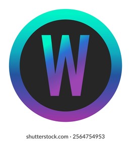 Vivid gradient ‘W’ letter in a circular frame with multi-color tones, blending elegance and modernity for branding, design projects, and digital artwork.