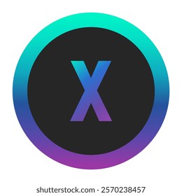 Vivid Gradient Letter x with Blue and Purple Frame in Black Circle – Sleek Vector Design for Technology and Creative Projects