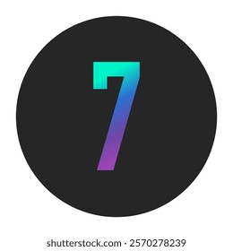 Vivid Gradient Number 7 in Black Circle – Stylish and Eye-catching Design for Modern Media Use