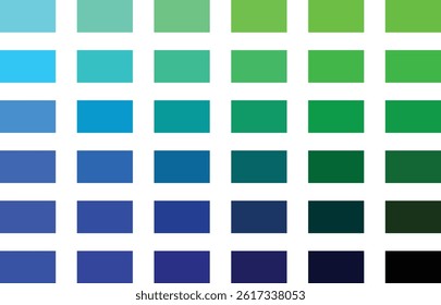 Vivid Gradient Spectrum of Color Blocks Arranged in a Horizontal-to-Vertical Grid Pattern for Visual Design Reference