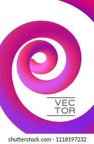 Vivid Gradient Spiral Curve Line in Violet Purple Vibrant Colors on White. Editable Cover Template Vector Background. Bright helix, pink loop, vivid scroll, vibrant gradient spiral shape cover.