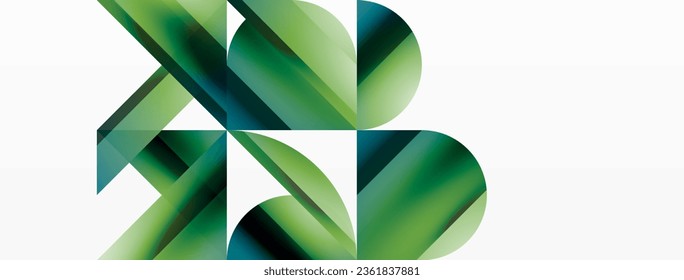 Lebhafte Farbverlauf-Dreiecke und Kreise auf Weiß. Merisierende Verschmelzung von Formen für digitale Entwürfe, Präsentationen, Website-Banner, Social-Media-Beiträge
