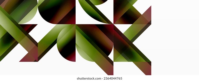 Vivid gradient triangles and circles on white. Mesmerizing fusion of shapes for digital designs, presentations, website banners, social media posts