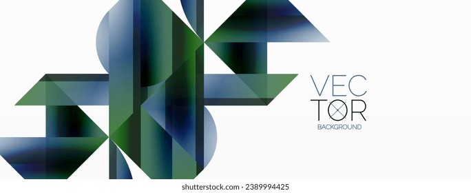 Triángulos gradientes vivos y círculos sobre blanco. Mezcla de formas para diseños digitales, presentaciones, banners de sitios web, publicaciones en medios sociales