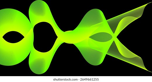 A vivid green abstract wave pattern with dynamic curves and mesh texture on a solid black background, creating a modern and energetic visual design.

