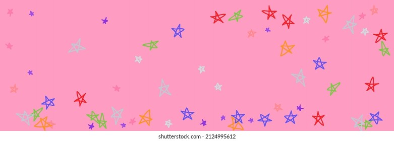 Vivid Green Bright Kids Naive Vivid Lavender Illustration. Childish Naive Orange Red Vibrant Pastel Pink Pinky Background. Purple Stars Kids Violet Chaotic Grey Lavender Handdrawn Stars.