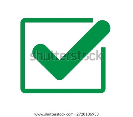 A vivid green checkmark fills a square.