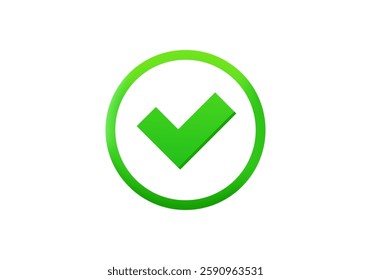 A vivid green checkmark within a circle, representing approval, completion, or correctness.