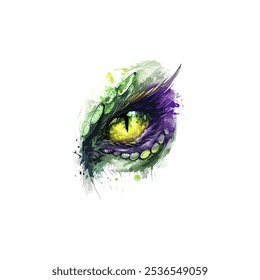 Vivid green dragon eye illustration in fantasy art. Vector illustration design.