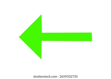 Una vívida flecha verde que apunta a la izquierda se destaca sobre un fondo limpio y transparente. Su diseño simple lo hace ideal para la orientación, enfatizando la dirección.
