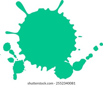 Vivid green paint creates a dynamic splash, adding a vibrant burst of color against a clean white backdrop, perfect for designs seeking energy and visual impact
