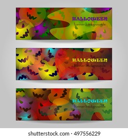 Vivid Halloween header set. Vector illustration with pumpkins