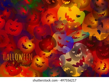 Vivid Halloween vector background. Halloween illustration with pumpkins