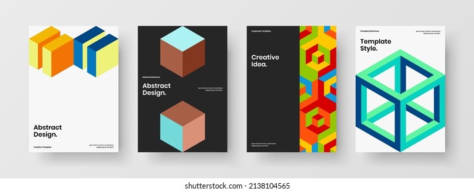 Conjunto de plantillas de vector de diseño de la lista de mano A4. Colección de ilustraciones de portadas corporativas de patrones geométricos de moda.