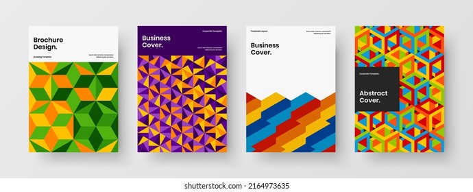 Colección de plantillas de vectores de diseño de la lista de mano A4. Formas de mosaico minimalistas catálogo de ilustraciones de portada.