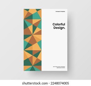 Vivid handbill A4 design vector layout. Modern geometric pattern pamphlet illustration.