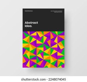 Vivid handbill design vector illustration. Amazing geometric pattern flyer layout.