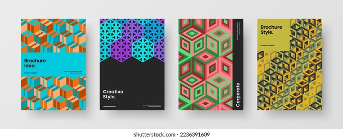 Vivid handfoto Vektorgrafik Design Sammlung. Moderne Mosaik-Hexagons Katalog-Deckblatt-Set.