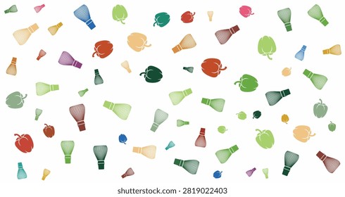 Vivid hand-drawn shoe illustrations in diverse shapes and tones arranged randomly ideal for art projects fashion design and footwear marketing