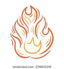 Vivid, hand-drawn-like flames in bright orange and red tones, with smooth curves and pointed flame tips a clean, minimalist vector illustration that adds a lively accent.