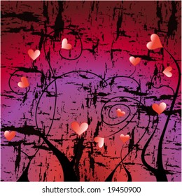vivid heart abstract with grunge background