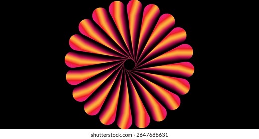 Design de pétalas de gradiente helicoidal vívido contra um plano de fundo preto