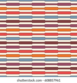 Vivid horizontal lines background. Bright abstract wallpaper. Seamless surface pattern with geometric ornament. Stripes motif. Modern style digital paper for textile print, page fill. Vector art