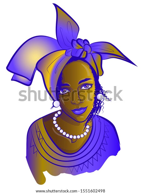 Vivid Illustration Beautiful Dark Skinned Girl Vector De Stock Libre