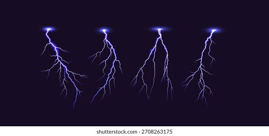 Ilustração vívida de relâmpagos azuis brilhantes contra fundo escuro. Exibição eletrizante de energia natural representada em um estilo digital dinâmico.