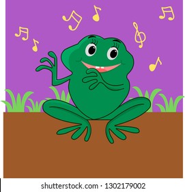 A vivid illustration of a dancing frog. The illustration is worked out to the smallest details.