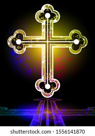  vivid illustration featuring cross on textured dark background