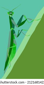 A vivid illustration of a green mantis.