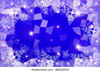 vivid illustration on a Christmas theme with a polygonal pattern. set of snowflakes. central part of the illustration for your text. vector image. for design, wallpaper, greeting cards