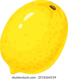 Vivid illustration of a single bright yellow lemon showcasing detailed texture and glossy highlights. The fruit s vibrant color and natural shine emphasize freshness and citrus appeal