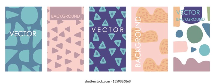 Vivid invitations and card template design. Abstract freehand vector set of motley backgrounds for banners, posters, cover design templates