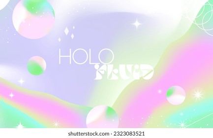 Vivid Iridescent Pastel Background. Abstract fluid holographic liquid waves motion colorful backdrop. Vector Illustration. EPS 10. 
