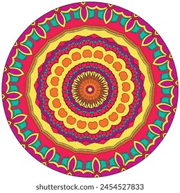 Vivid Kaleidoscope: Captivating Multi Color Mandala Design