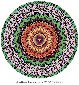 Vivid Kaleidoscope: Captivating Multi Color Mandala Design