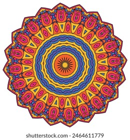Vivid Kaleidoscope: Captivating Multi Color Mandala Design