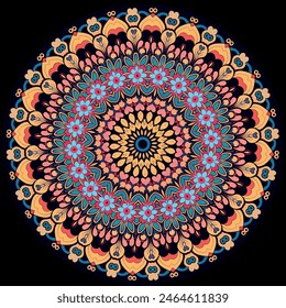 Vivid Kaleidoscope: Captivating Multi Color Mandala Design