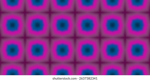 A vivid kaleidoscopic pattern with repeating starburst shapes in magenta, blue, and dark violet tones, giving a glowing, optical illusion effect.