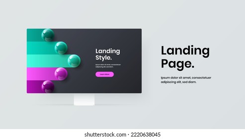 Vivid landing page design vector template. Abstract desktop mockup website illustration.