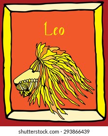 Vivid Leo horoscope sign vectorized hand draw