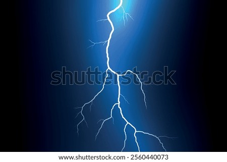 A vivid lightning bolt branches across a dark blue gradient background, showcasing natural energy