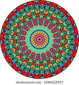 Vivid Mandala Art: Geometric and Floral Elements