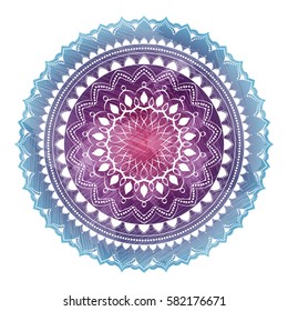 Vivid mandala. Round Ornament Pattern. Geometric circle element made in vector. Spiritual and ritual symbol of Islam, Arabic, Indian religions.  Oriental motifs.   
