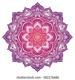 Vivid mandala. Round Ornament Pattern. Geometric circle element made in vector. Spiritual and ritual symbol of Islam, Arabic, Indian religions.  Oriental motifs.   